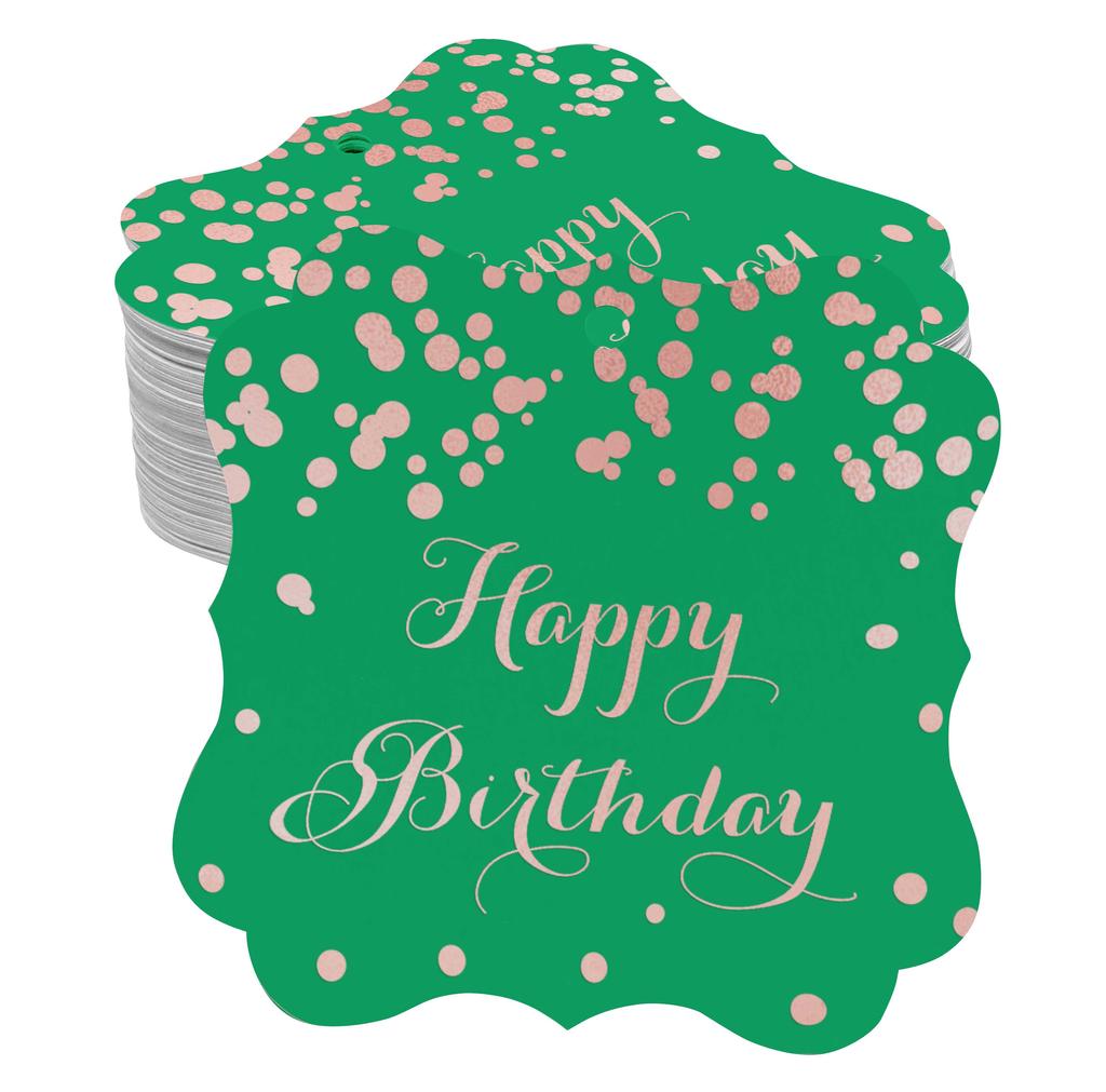 Inkdotpot Real Gold Foil Bracket Shape Paper Hang Tags Happy Birthday Favor Tags Pack Of
