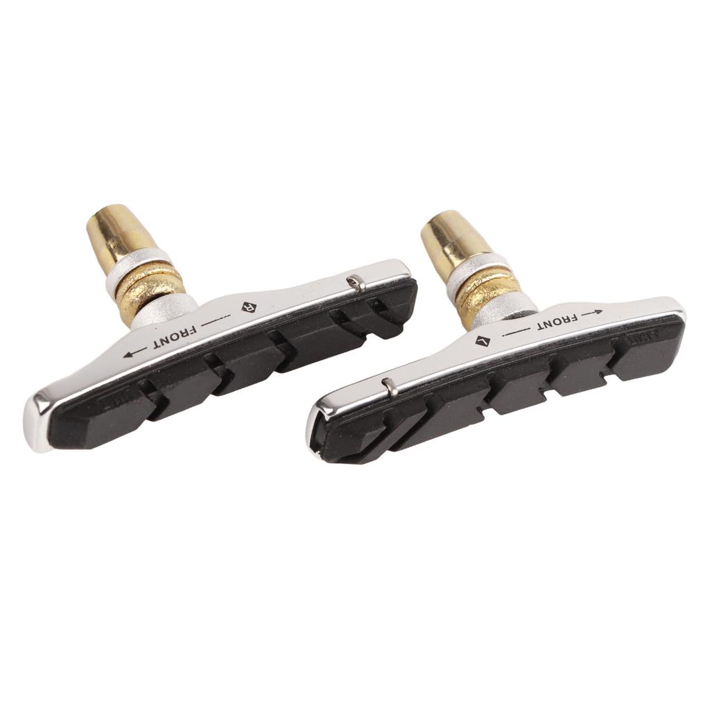 Bike Brake Pads,1 Pair Aluminum V Brake Pads with Grooved for Enhanced Stopping Power Quiet Braking Replacement for Most Calipers