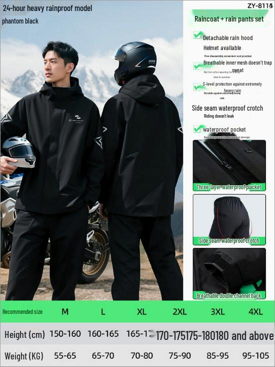 Qi An Ga Mian Adult Reflective Waterproof Cycling Raincoat and Pants Set