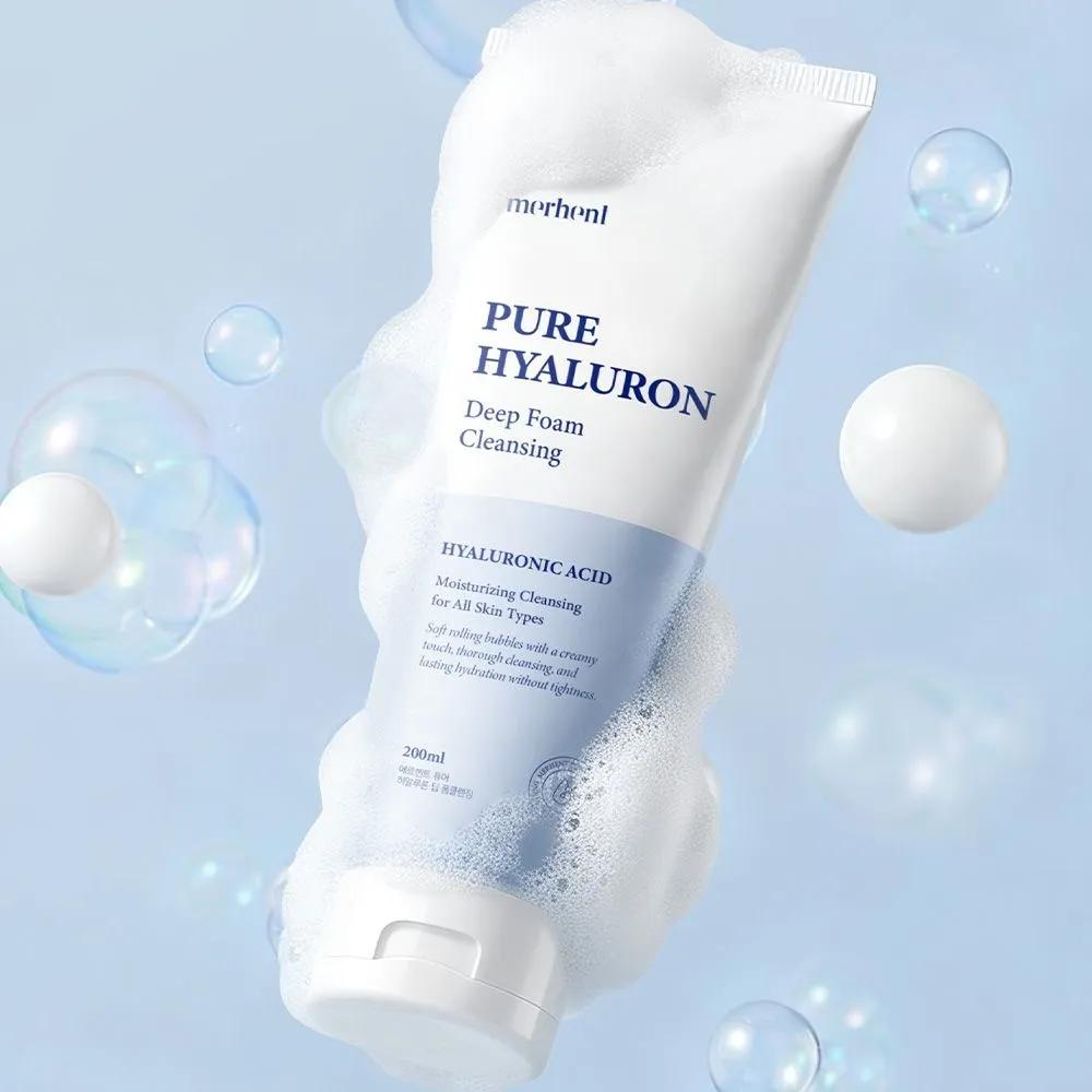 1+1 Merhent Pure Hyaluronic Large Capacity Foam Cleansing 200ml Mildly Alkaline Deep Cleansing Facial Wash Cleansing Foam Foam Cleanser
