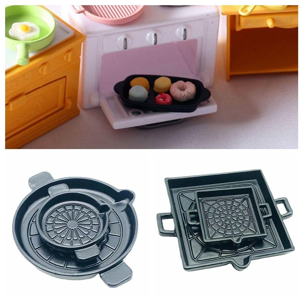 

1:6 1:12 Miniature Kitchen Toys Black Bakeware Plate Toy Doll Baking Pan Doll