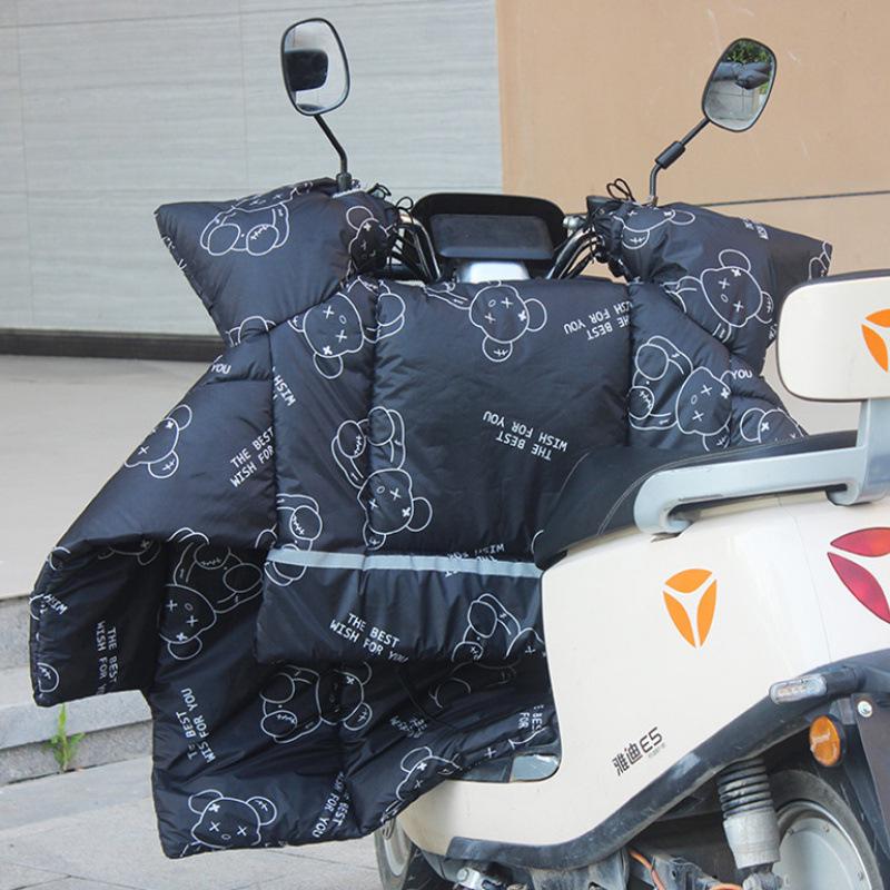 Zimowa osłona przedniej szyby do samochodu elektrycznego i motocykla - Wyściełana polarem, Pogrubiona, Wodoodporna, Wiatroszczelna, Ochrona przed zimnem.