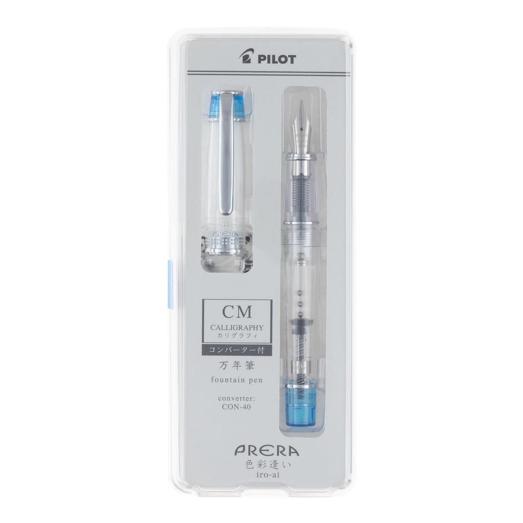 PILOT Prera CM Calligraphy Fountain Transparent Light Blue Pen, (PFPR1TLBCM)
