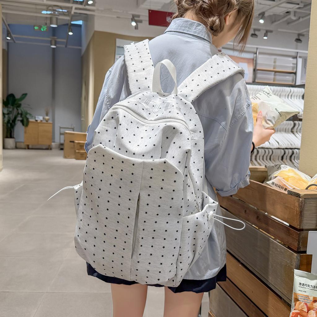 Schoolbag Polka Dot Japanese Ins Versatile Travel Backpack Small Female Student Lightweight High Value Research Backpack Small School Bag