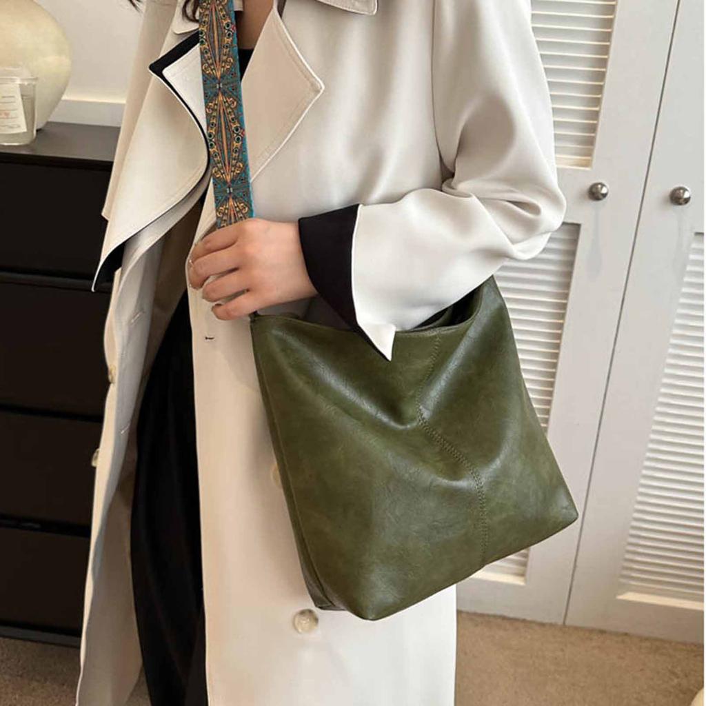 Fashionable Handheld Single Shoulder Crossbody Large Capacity Solid Color Storage Bag