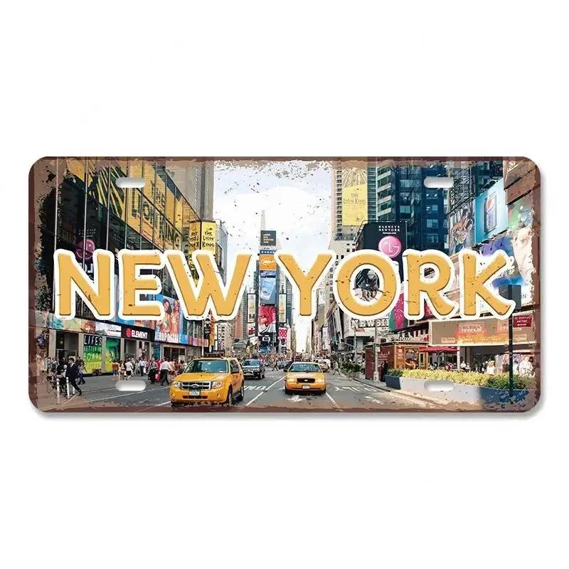 Vintage Metal Tin Signs Decors Country Capital City License Plate Retro America France Brazil Turkey Metal Posters Cafe Club Bar