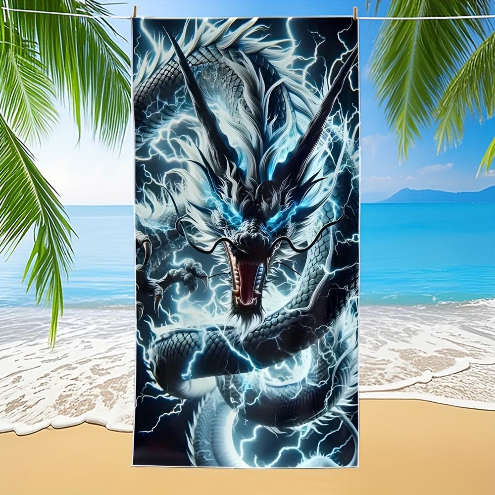 1 Stück Extra Groß 3 Größenoptionen Blitzdrachen-Design Strandtuch - Weiches, Saugfähiges & Schnelltrocknendes Polyester für Pool, Camping