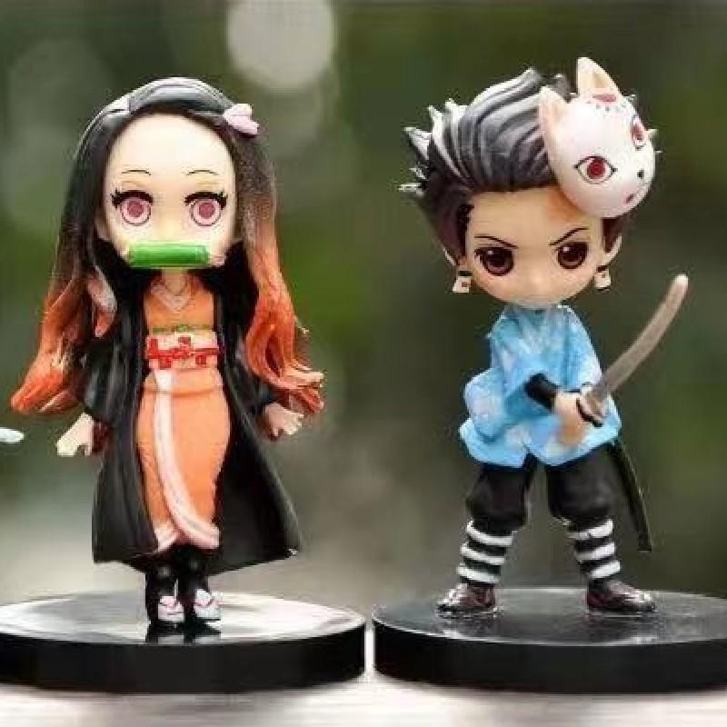 Q Version Demon Slayer Handicrafts 6-piece Mini Figurines Set 11cm For Display