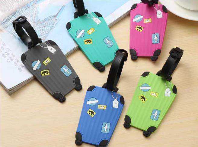 Etiqueta Identificadora Kawaii para Viagem de Negócios Mochila Bolsa de Mão Etiqueta de Bagagem de Silicone Mala de Viagem Tags de Nome ID com Alça