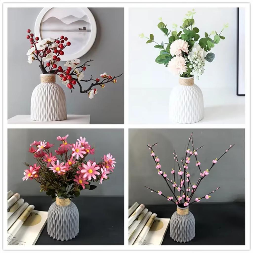 Plastic Decorative Vase Shatterproof Hemp Rope Folding Vase for Living Room