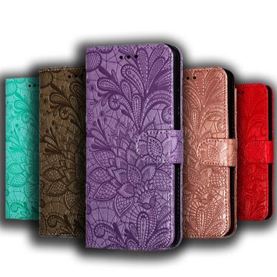 Lace Flower Embossing Leather Flip Wallet Case For Xiaomi Redmi Note 10 11 8 12 Pro 11S 9S 7 Redmi A2 A1 12 12C 10C 10A 9T 9 10 9C 9A Poco X5 F5 Pro