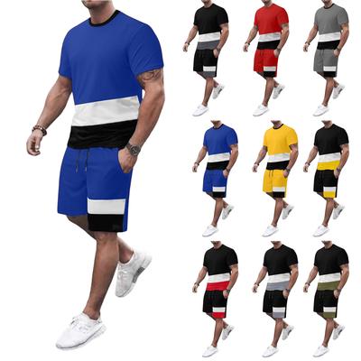 Men's  Leisure  Color  Matching  Short  Sleeves  Shorts  Set