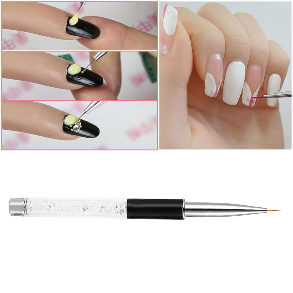 BQAN Nail Art Painting Brush 9mm Crystal Acrylic Nail Art UV Gel Painting Line Brush Nylon Hair Pen Manicure Nail Liner