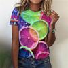 Summer Round Neck 3D Fruit Print Top Fashionable Casual Short Sleeved Women's T-shirts