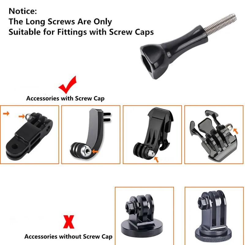 Waterproof Long Straight Screw for GoPro, DJI, Insta360 Action Cameras - Universal Mount Accessory