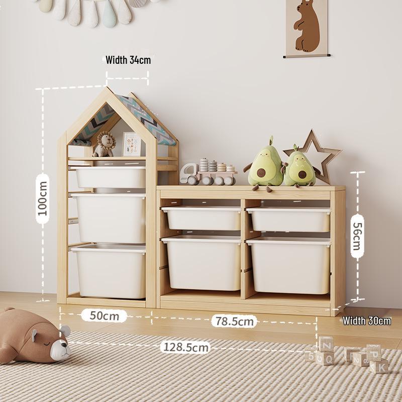 Children's Solid Wood Toy & Book Storage Shelf and Cabinet