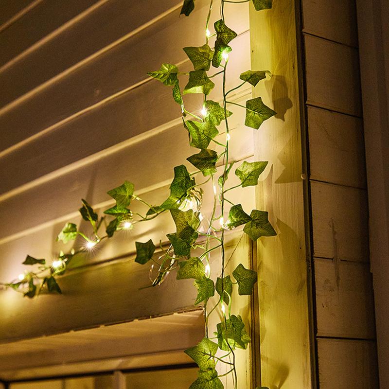 Flower Green Leaf String Lights Artificial Vine Fairy Lights Battery Powered Garland Light For Weeding Home Decor
