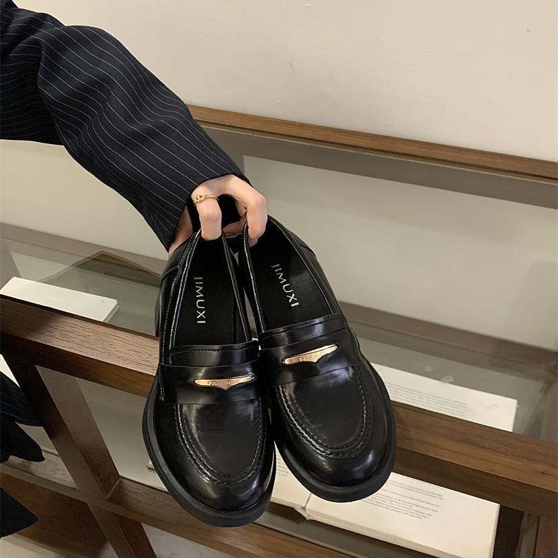 2025 new temperament thick heel loafers women's high heels one pedal versatile single shoes