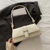 French Chic Faux Leather Baguette Bag Trendy Shoulder Armpit Crossbody Purse