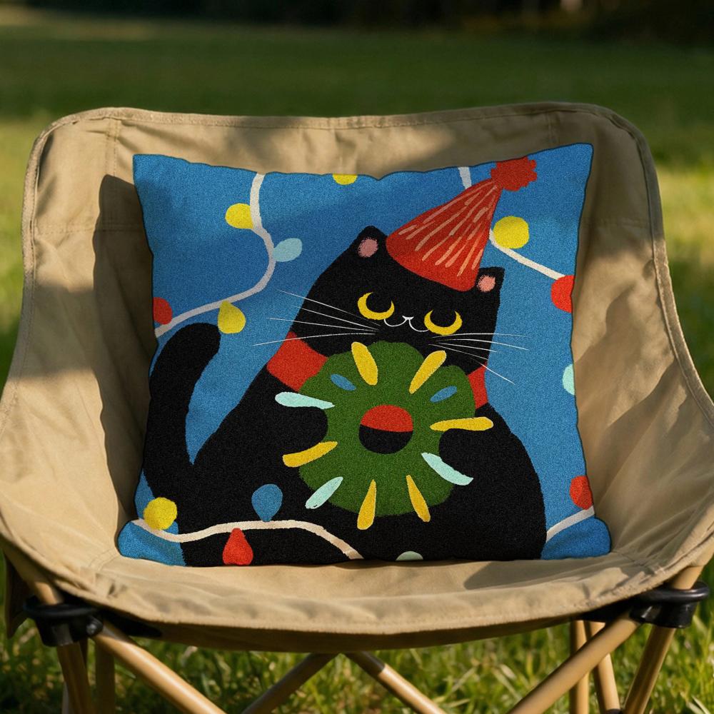 Cartoon Cat Cute Cushion Cover Soft Reversible  Durable Pillow Cover  MultiScene Use for Home  Car Daily Comfort