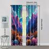 2pcs   Window Curtain  print Psychedelic Mountain Durable 100% Polyester Fabric (without rod) Holiday Use for Bedroom   Living