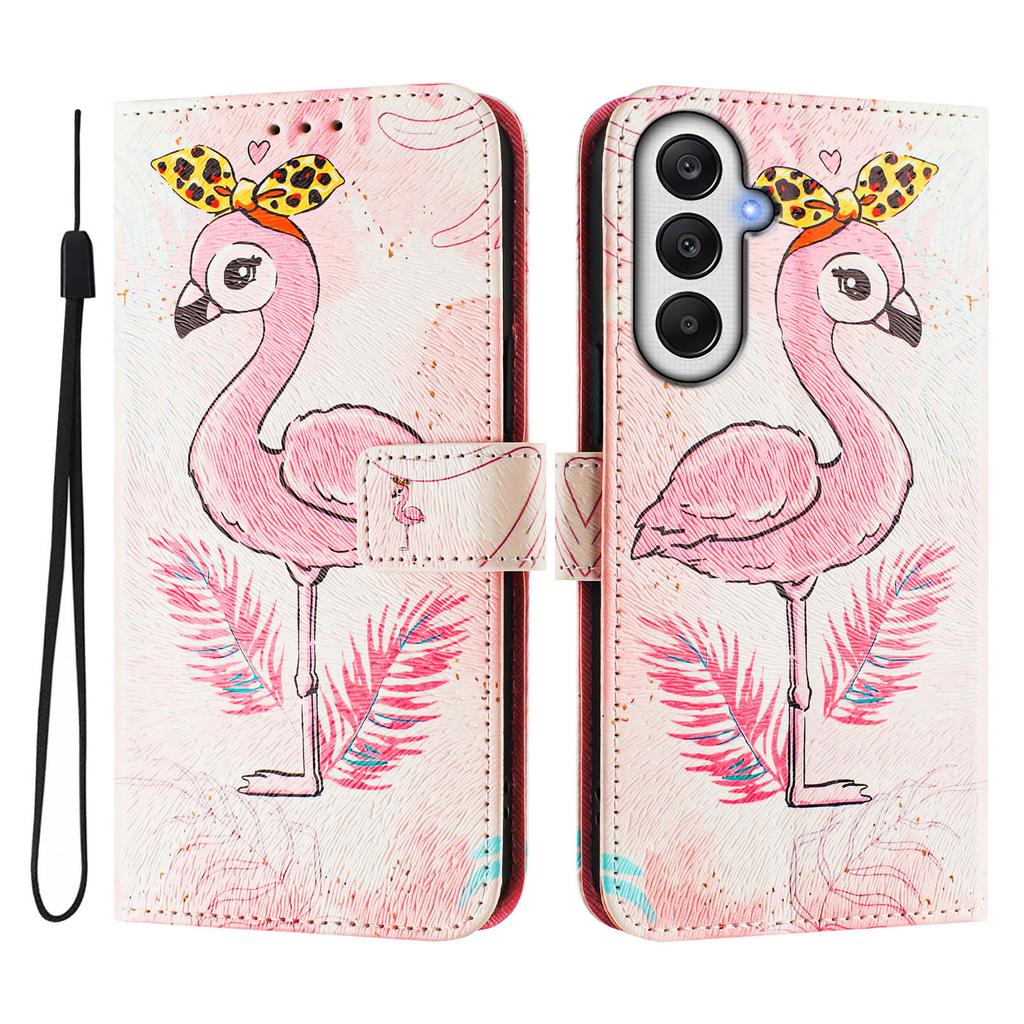 For Samsung Galaxy S24 FE Leather Case Pattern Printing Wallet Phone Cover with Strap
