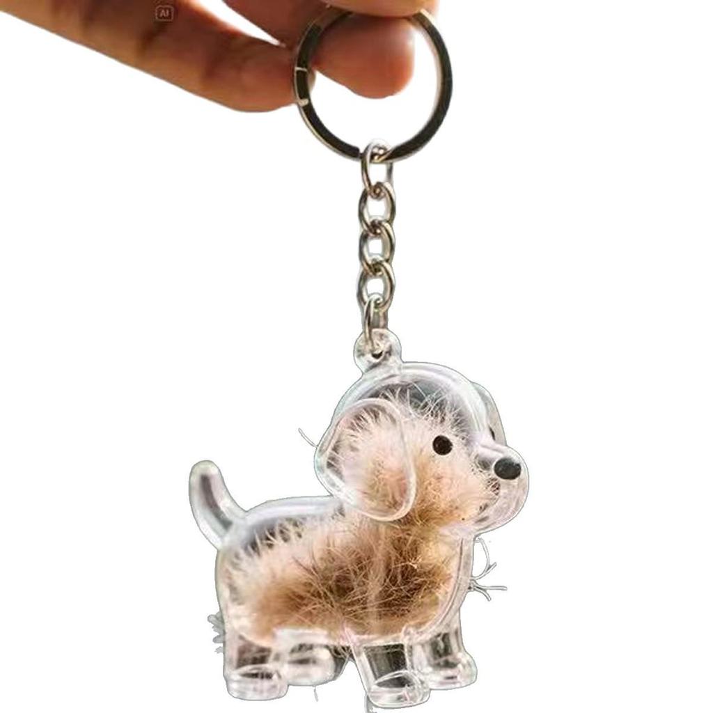 Creative Cartoon Pet Hair Storage Keychain Capsule: Golden Retriever Pendant Charm