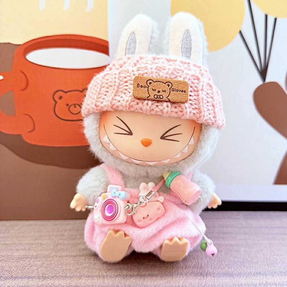 17cm Doll Clothes Set with Overalls/Hat/Camera Pendant Figures Outfit Replacement Clothes (No Doll)