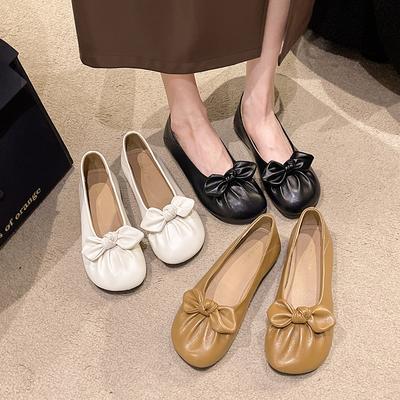 Gentle Soft-soled Women's Flat-bottomed Versatile Bow Soft-soled Women's Shallow Mouth One-pedal Shoes Are Not Tired Women's Shoes