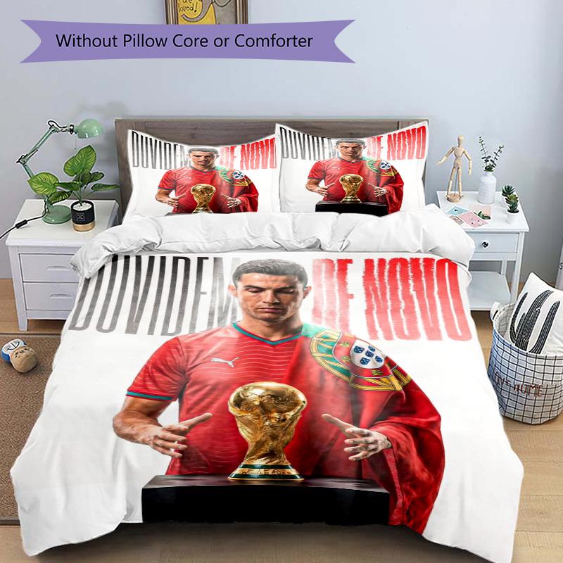 Cristiano Ronaldo World Cup Trophy Print 3Pcs Bedding Setduvet Cover With 2 Bedropillowcase Home Birthday Gift