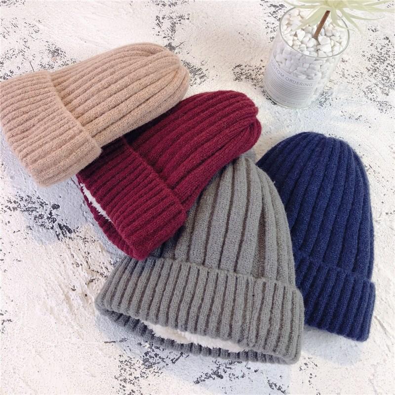 Hat Women's Winter Velvet Warm Wool Hat Men's and Women's Versatile Pullover Knitted Hat Thickened Ear Protectors Cold Hat Tide
