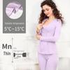 Maternity Fall Pajama Set - Nursing Friendly Cotton Thermal Wear for Pregnancy and Postpartum