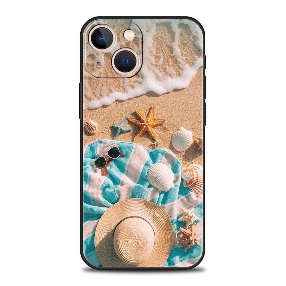 Summer Beach Phone Case Cover for iPhone 17 16 15 14 13 12 11 Pro Max 17 Air Plus Shockproof Soft TPU Shell Fundas Capas Coque