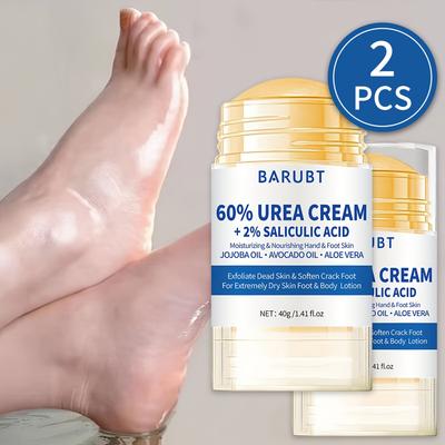 Urea Hand and Foot Cream, 60% Concentration with 2% Salicylic Acid, Moisturizing for Dry, Cracked Skin, Nourishing Roughness Relief, Hypoallergenic