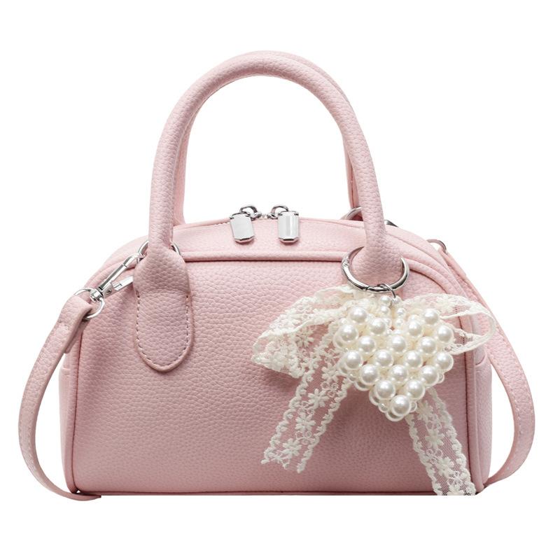 Korean Version of Simple and Gentle Wind Super Fire Solid Color Portable Bowling Bag Women's Versatile Fashion Temperament Commuter Messenger Bag