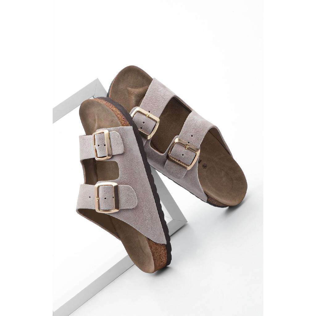 Women's General Leather Daily Slippers Double Band Slippers Eva