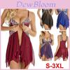 Seducente Babydoll Sexy in Pizzo da Donna Taglie Forti con Scollo a V Profondo e Tessuto a Rete Trasparente