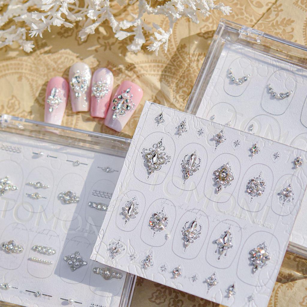 Tomoni Luxury French Lace Nail Rhinestones - Mosaic Round Arc Full-Edge Decoration