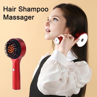 Massageador de Couro Cabeludo com Luz Vermelha, Pente Elétrico para Crescimento Capilar, Escova de Massagem Vibratória à Prova d'Água com 3 Velocidades para Cuidados com o Cabelo, Massageador Capilar com Guia de Líquido