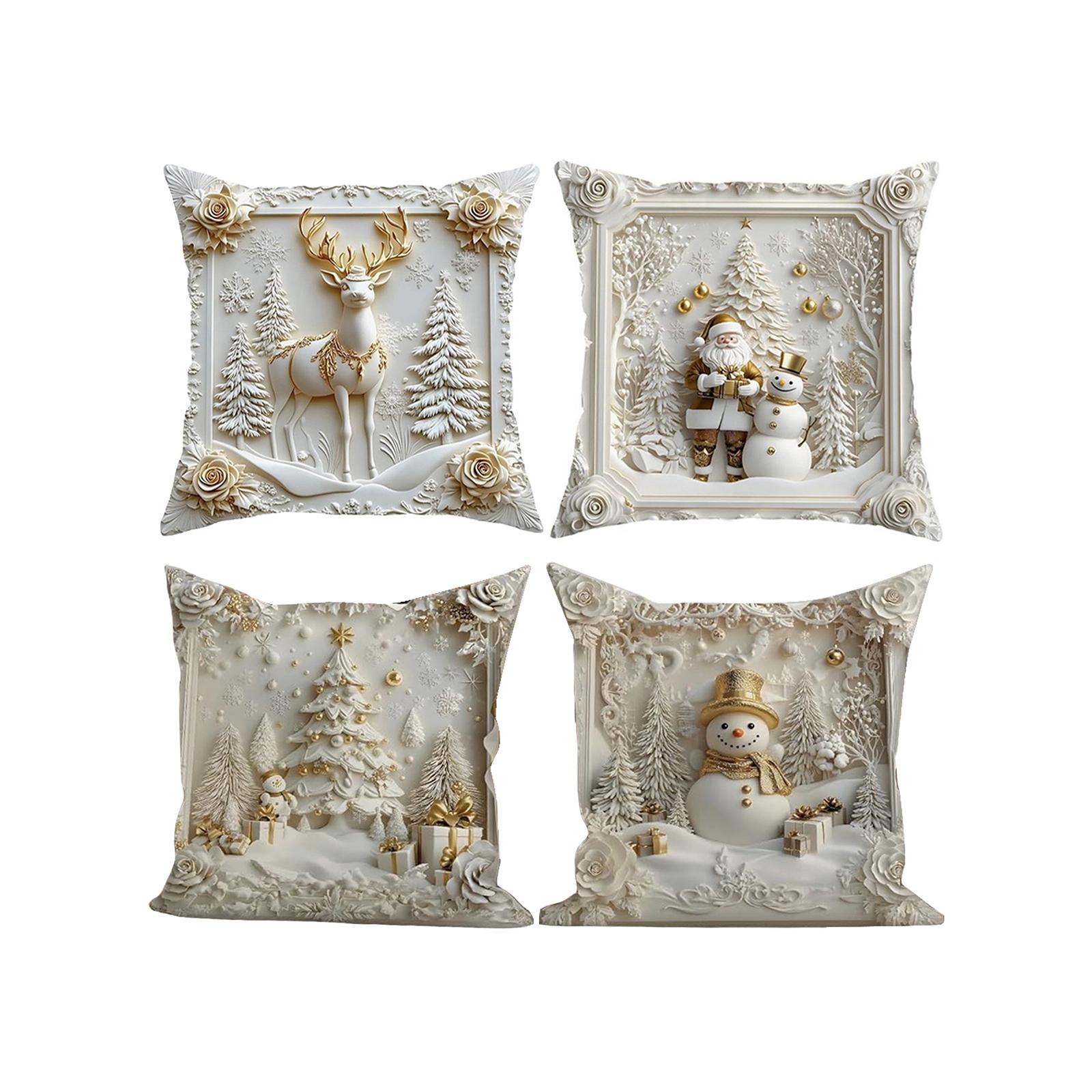 4PCS Christmas Pillow Covers Comfortable Throw Pillow Covers Cushion Cases for Sofa Couch Home Decor