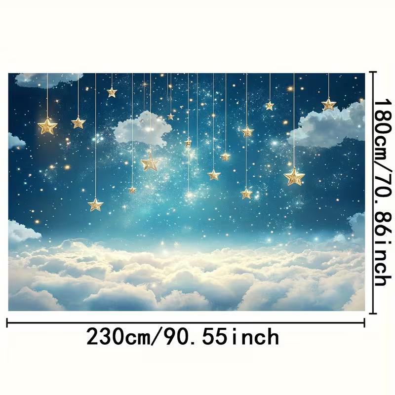 2D Starry Sky Cloud Backdrop Boy Birthday Party Photo Studio Background