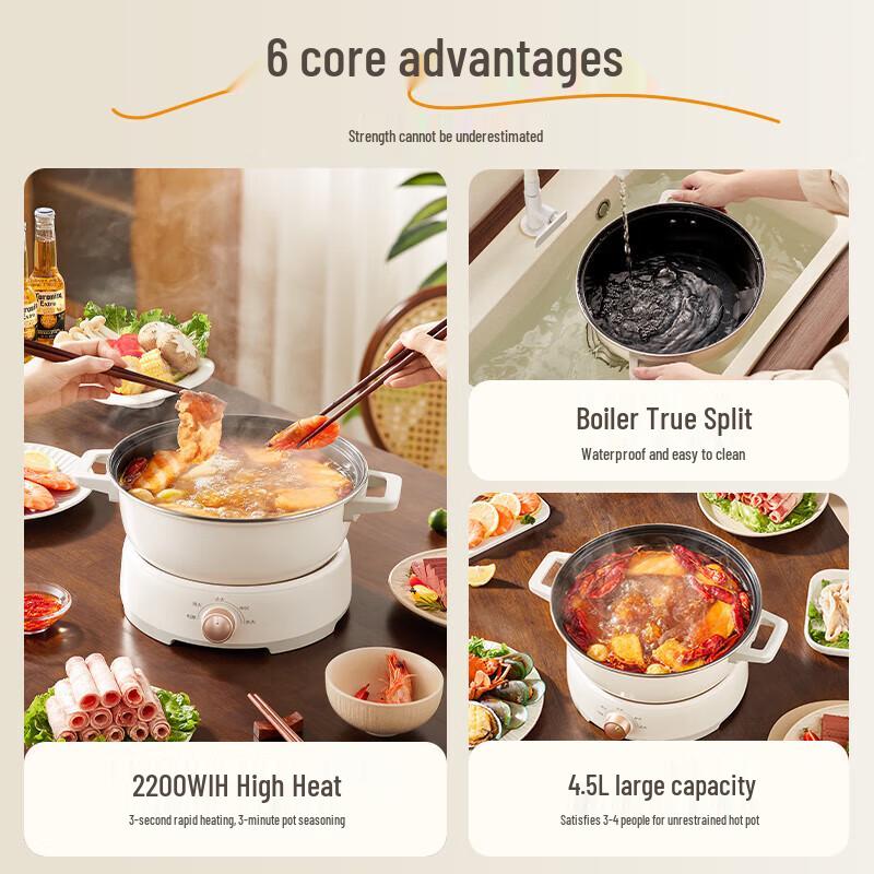 Midea 4.5L Multi-Functional Fast Boil Electric Hot Pot CN plug (adapter included)