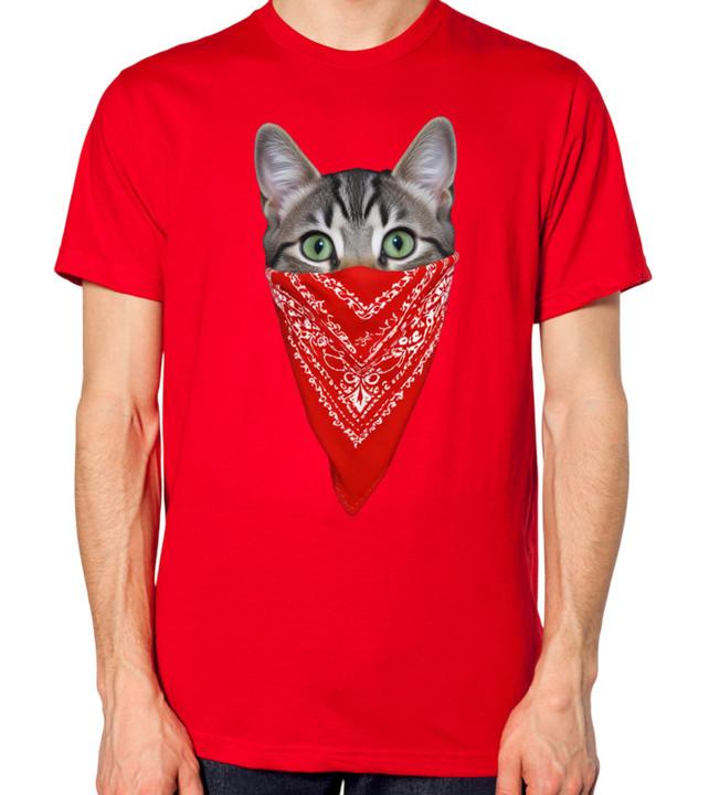 

Cat Wearing A Red Bandana T-Shirt Men Women Unisex Gang Kitten Bally Top 5XL різнокольоровий