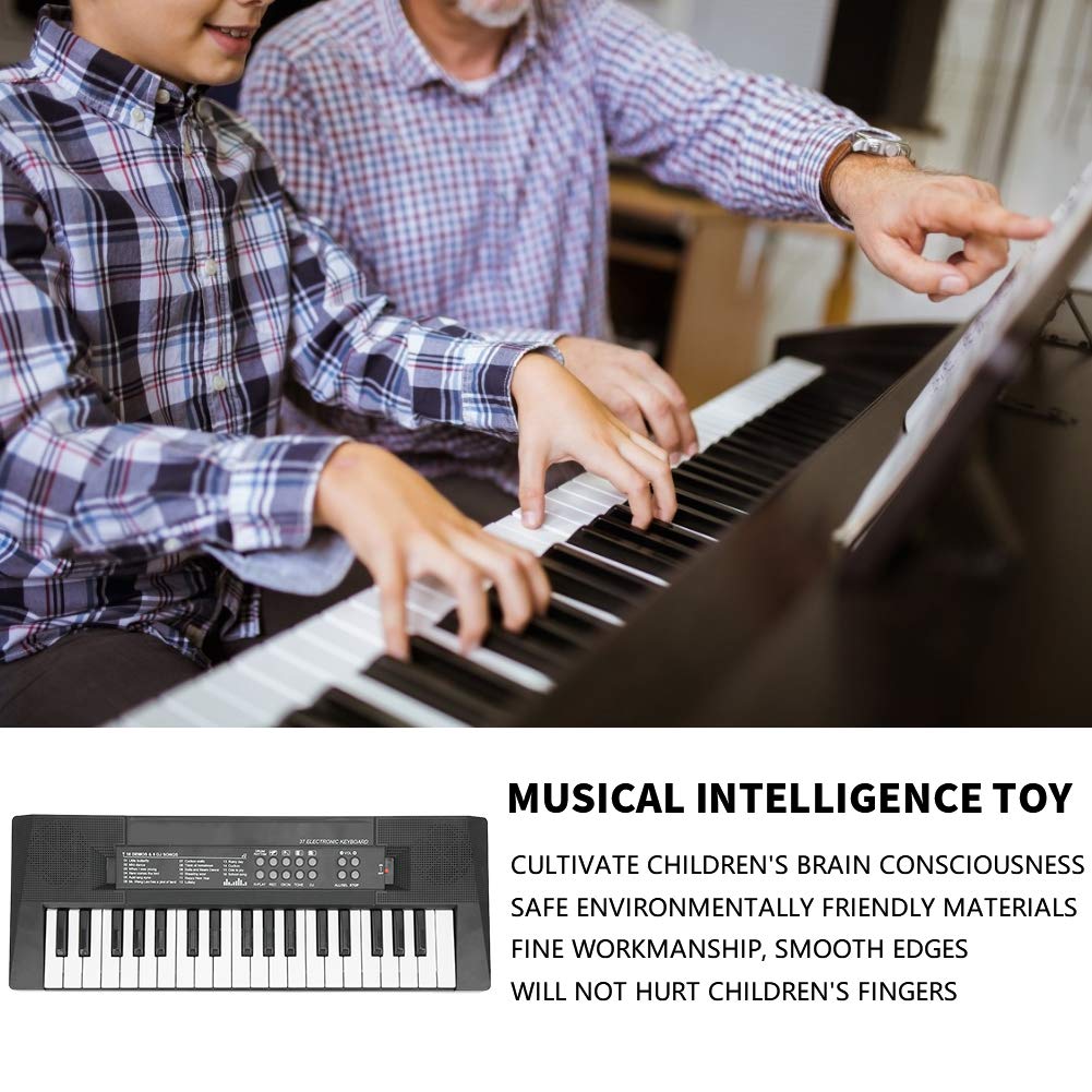 Eujgoov Piano Électrique 37 Touches Clavier Électrique Mini Clavier Clavier Électrique Clavier Musical avec Microphone Instrument Éducatif Électronique
