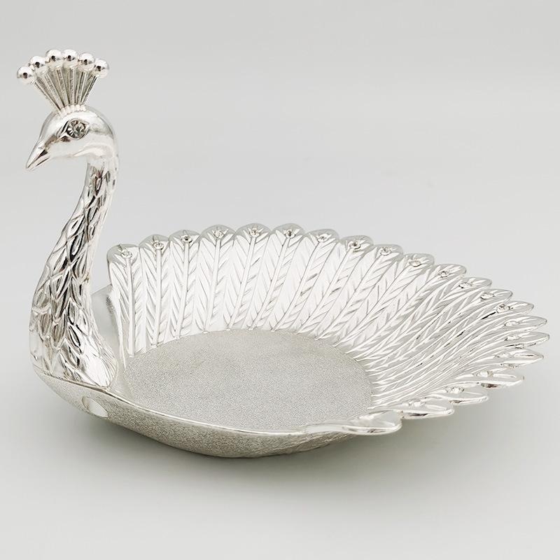 Metal Creative Peacock Plate Nut Fruit Plate Candy Snack Storage Snack Plate Home Living Room Dried Fruit Plates Decoration
