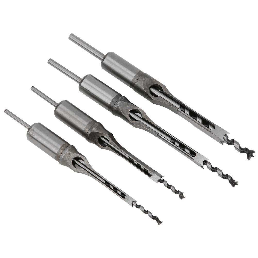 

4Pcs Square Hole Drill Bits Woodworking Bearing Steel Wood Drilling Tools Set 6‑9.5mm