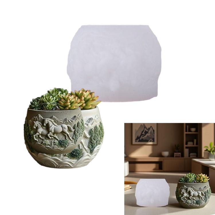 Horse Silicone Mold Resin Crafts Moulds Planter Flexible Reusable Mold for Creating Unique Decorative Items and Gifts