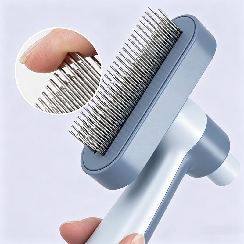 One-Click Self-Cleaning Cat Brush Durable Stainless Steel Deshedding Comb for Cat Dog Pet Grooming Tool for Removing Loose Hair