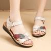 Zomerschoenen 2026 Dames Leren Sandalen Plat Casual Moeder Schoenen Zomer Vakantie Schoenen Comfortabel Zwart Beige Grote Maten 42