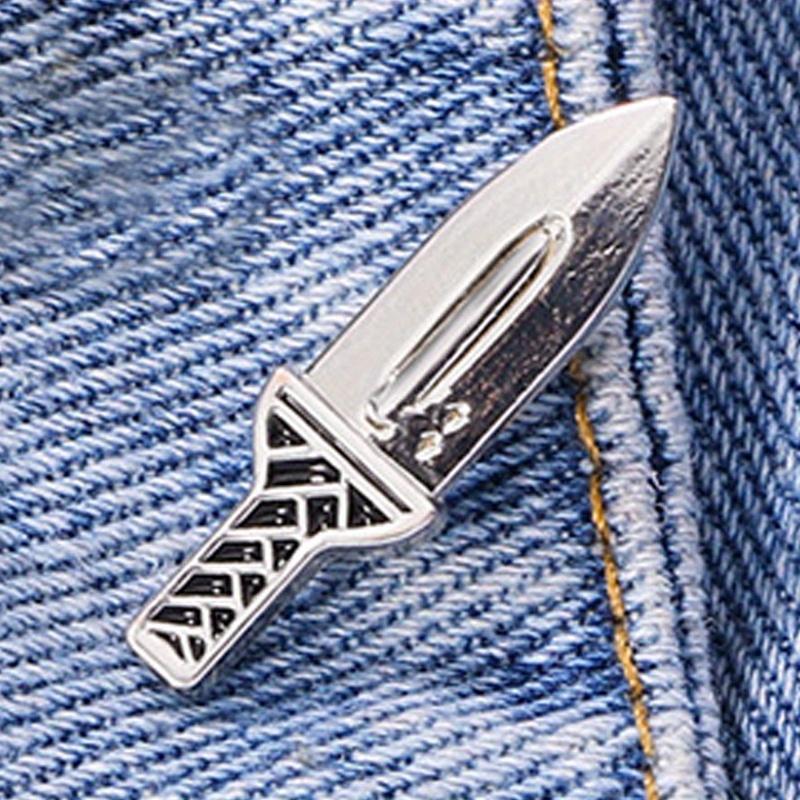 Interesting Small Knife Dagger Fixed Buckle Brooch Clothes Anti Glare Collar Pin Badge